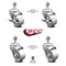 Service Caster Semi Steel Swivel TS Caster w/Roller Bearing-3" Wheel&12MM Stems-2 w/Brake, 4PK SCC-TS20S315-SSR-M1215-2-TLB-2 - alternate 2